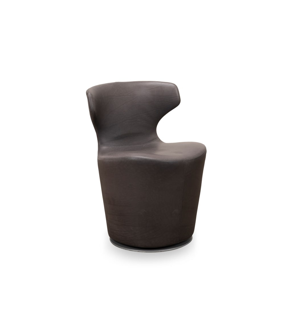 B&B ITALIA MINI PAPILIO GRAY LEATHER SWIVEL CHAIR (1 of 8)