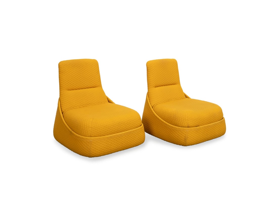 PAIR OF URQUIOLA + STEELCASE YELLOW LOUNGE CHAIRS (1 of 7)