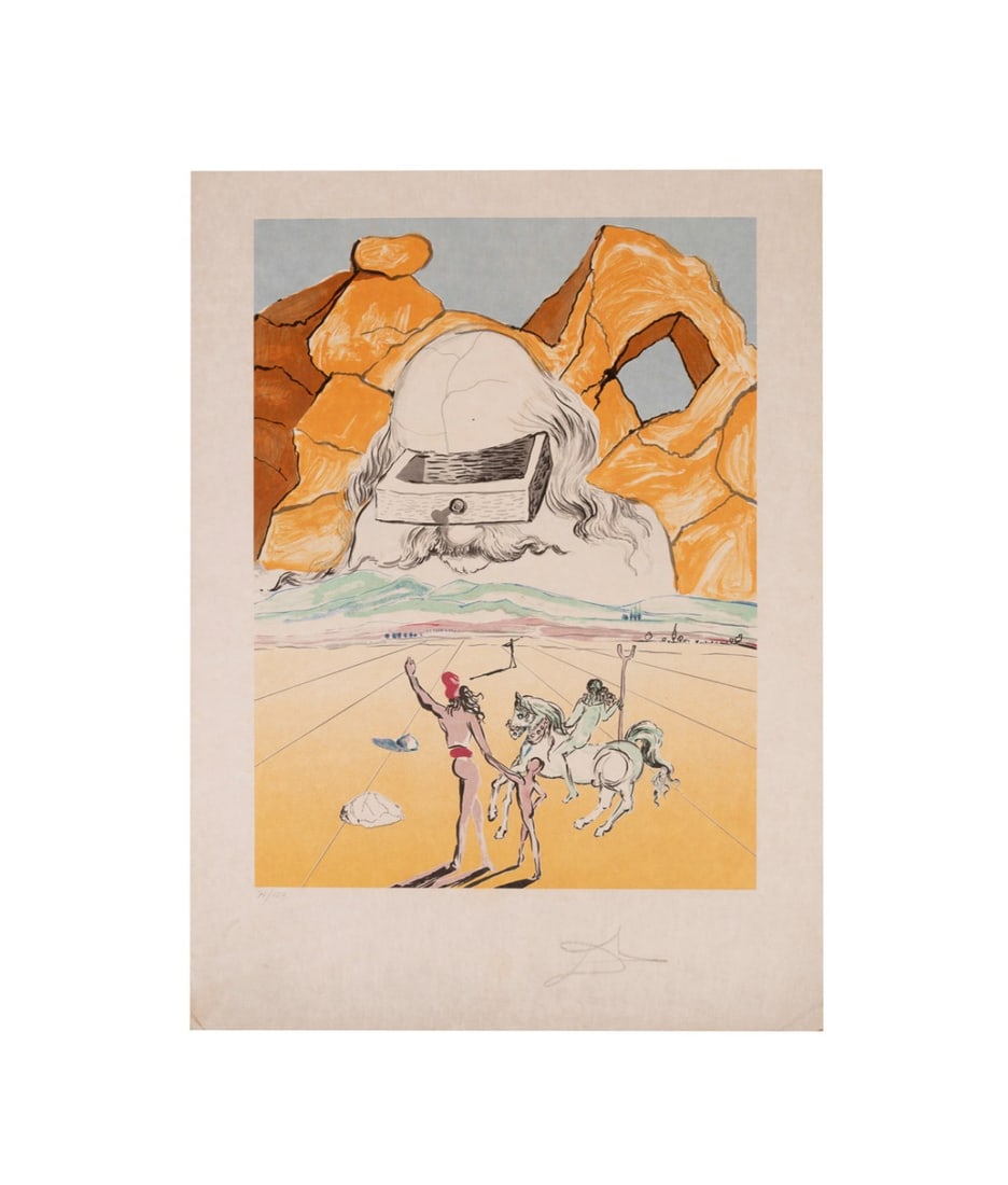SALVADOR DALI, 'THE PATH TO WISDOM' 1978 LITHO: Salvador Dali (Spanish, 1904-1989). "The Path to Wisdom (The Banker) (Drawer)" from the Dali Retrospective suite - 1978, lithograph on Japon paper, numbered 71 of 150, signed in pencil under image LR,