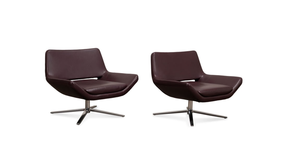 PR, B&B ITALIA 'METROPOLITAN' BROWN LOUNGE CHAIRS (1 of 9)