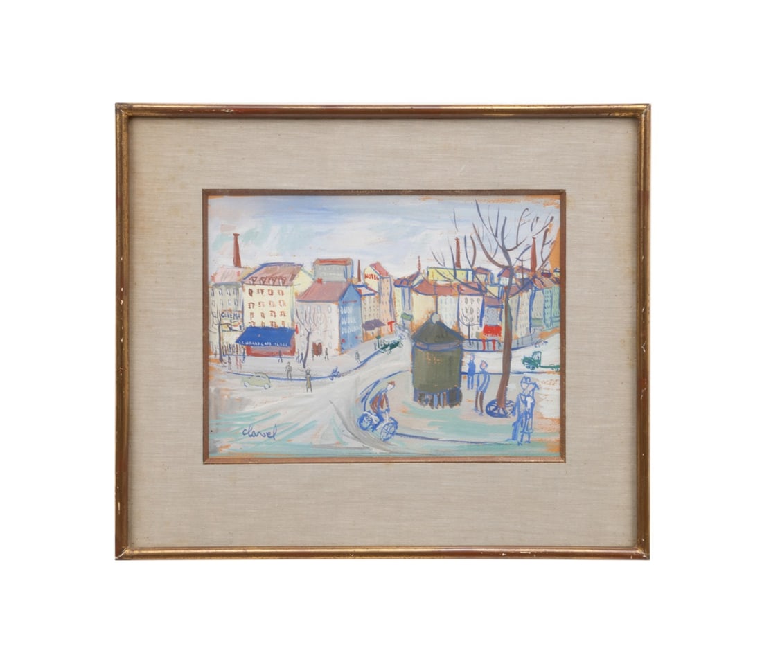 CLAUDE CLAVEL, FRENCH CITYSCAPE, 20TH C., GOUACHE (1 of 5)