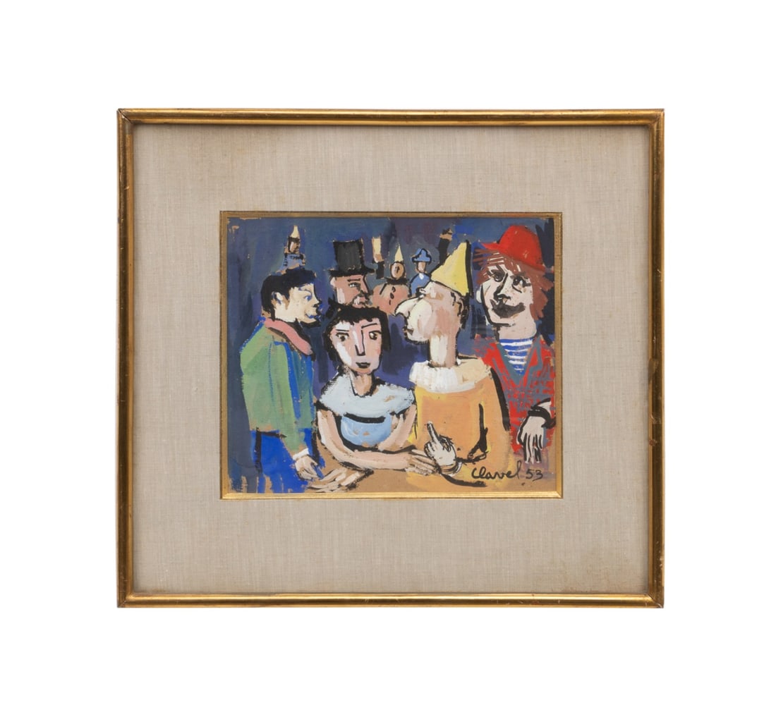 CLAUDE CLAVEL, GROUP OF FIGURES, 1953, GOUACHE (1 of 5)
