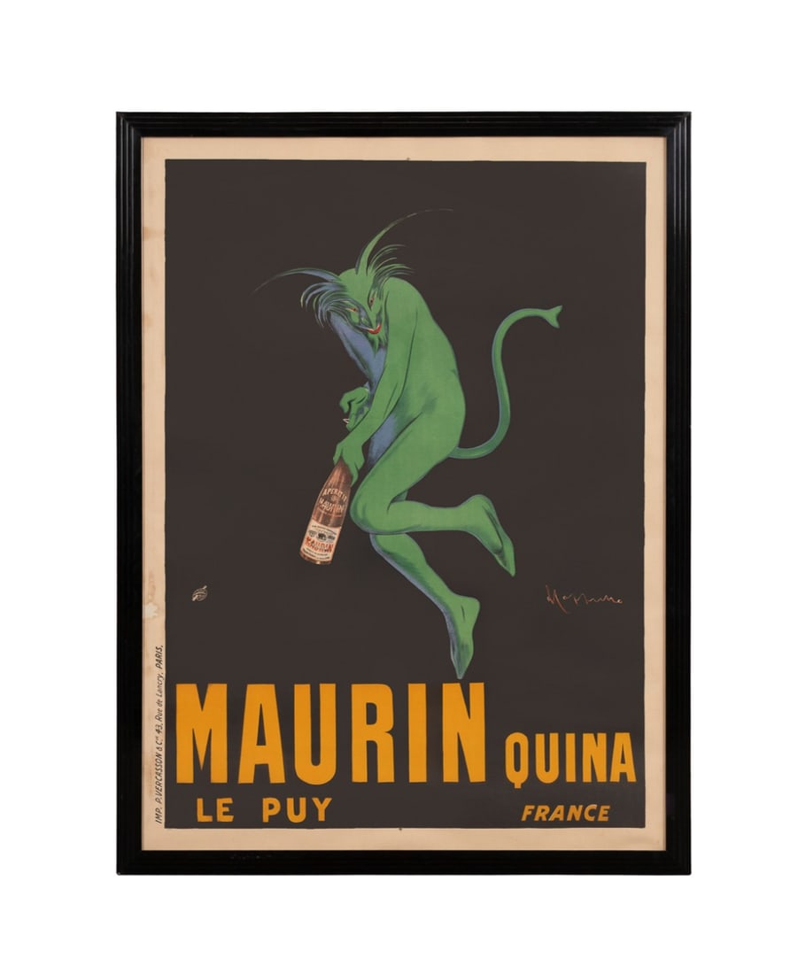 ICONIC MAURIN QUINA LE PUY ADVERTISING POSTER 1906: Leonetto Cappiello (Italian / French, 1875-1942). Iconic Maurin Quina Le Puy vintage advertising poster - 1906, lithograph in colors on paper, linen-backed, signed in plate, printed by P. Vercasson & 