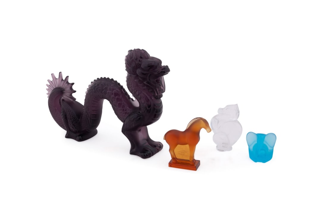 LALIQUE AND DAUM, FOUR CHINESE INSPIRED FIGURINES (1 of 11)