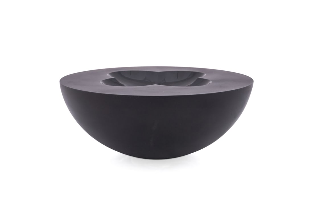 FRANTISEK VIZNER FOR MOSER, LTD. ED. BOWL, 6/20: Frantisek Vizner (Czech, 1936-2011) for Moser (Czech, founded 1857), late 20th to early 21st century. Limited edition black, cast, sandblasted, and cut glass bowl, after the Reflecting Pools series, a