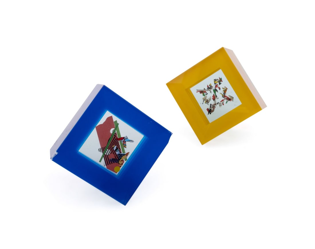 BOHUMIL ELIAS SR., TWO CUBES, YELLOW & BLUE GLASS (1 of 6)