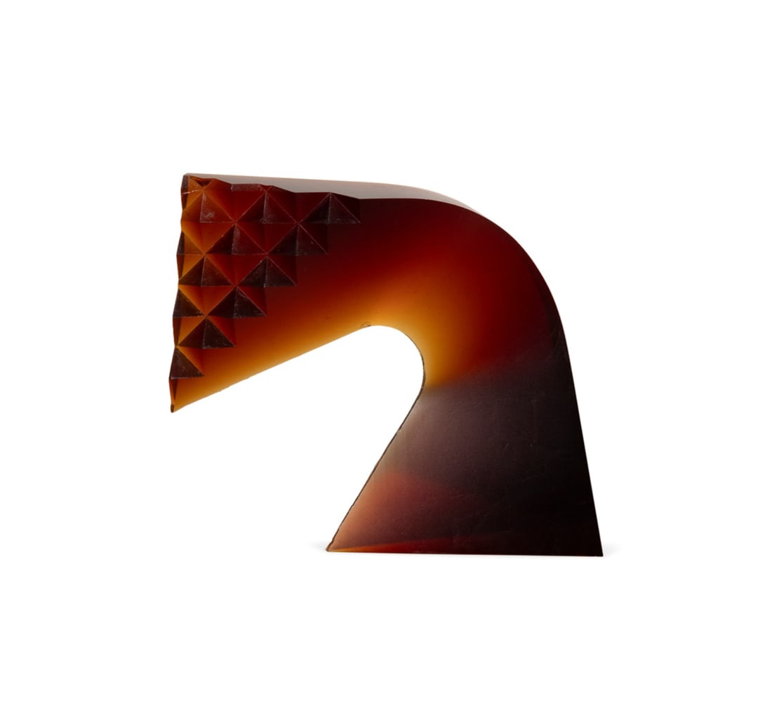 JAN EXNAR, LARGE AMBER CAST GLASS SCULPTURE, 2002: Jan Exnar (Czech, born 1951). Untitled - large curved amber glass sculpture, 2002, cast glass, numbered 30, signed and dated to verso LL. Provenance: Private Collection of an Esteemed Gentleman, Atlan