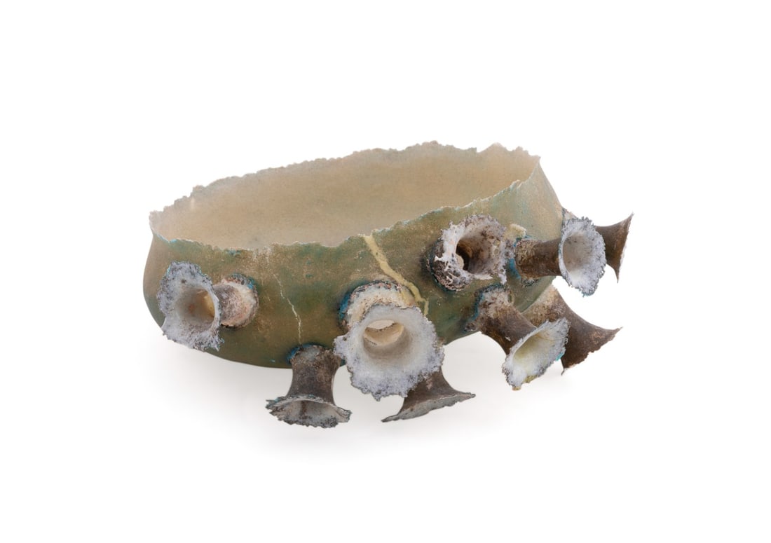 SIMONE FEZER, 'AUSWUCHSE II', ART GLASS SCULPTURE: Simone Fezer (German, born 1976). "Auswuchse II'" - circa 2014, kiln cast pate de verre glass, apparently unsigned. Provenance: Private Collection of an Esteemed Gentleman, Atlanta, GA. Approximate di