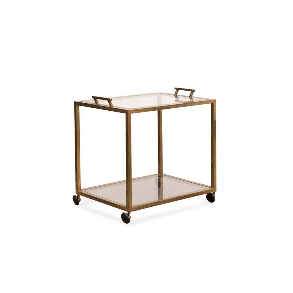 MCM ITALIAN BRASS & GLASS BAR CART, REMOVABLE TRAY (1 of 4)