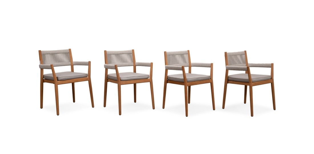 4 CASSINA 'DINE OUT' STACKABLE TEAK PATIO CHAIRS (1 of 5)