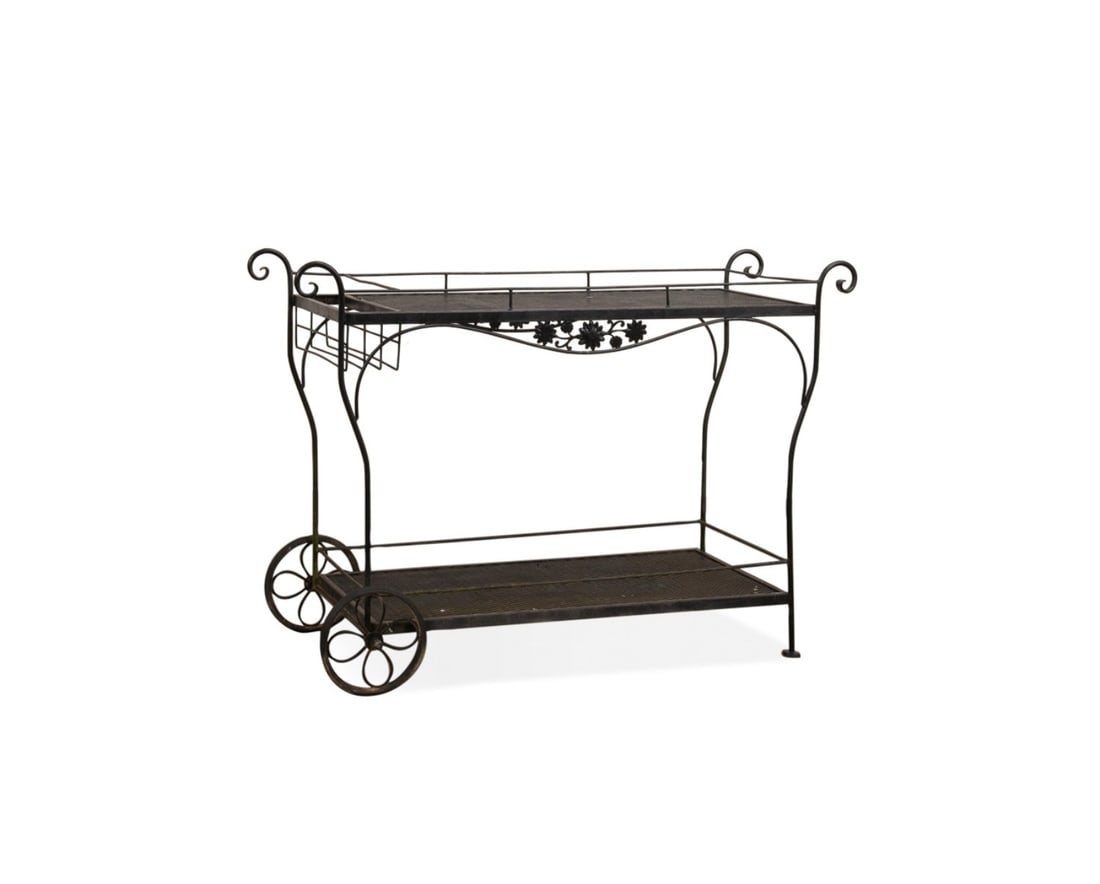 MID 20TH CENTURY SALTERINI WROUGHT IRON BAR CART (1 of 7)