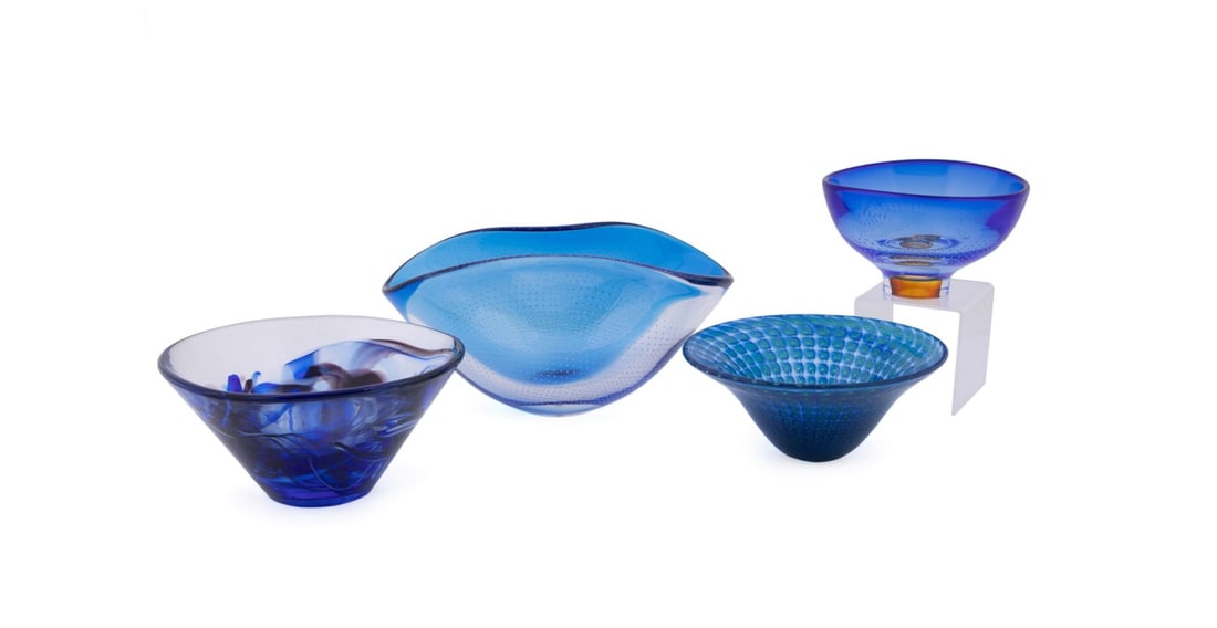 KOSTA BODA, FOUR MAINLY GORAN WARFF GLASS BOWLS (1 of 11)