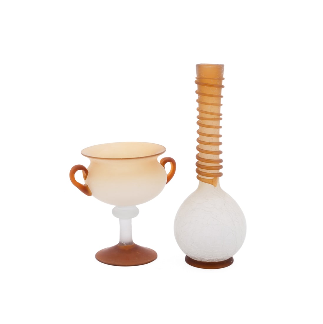 TWO AMBER GLASS TABLE ARTICLES, INCL. CAZA RINO (1 of 7)