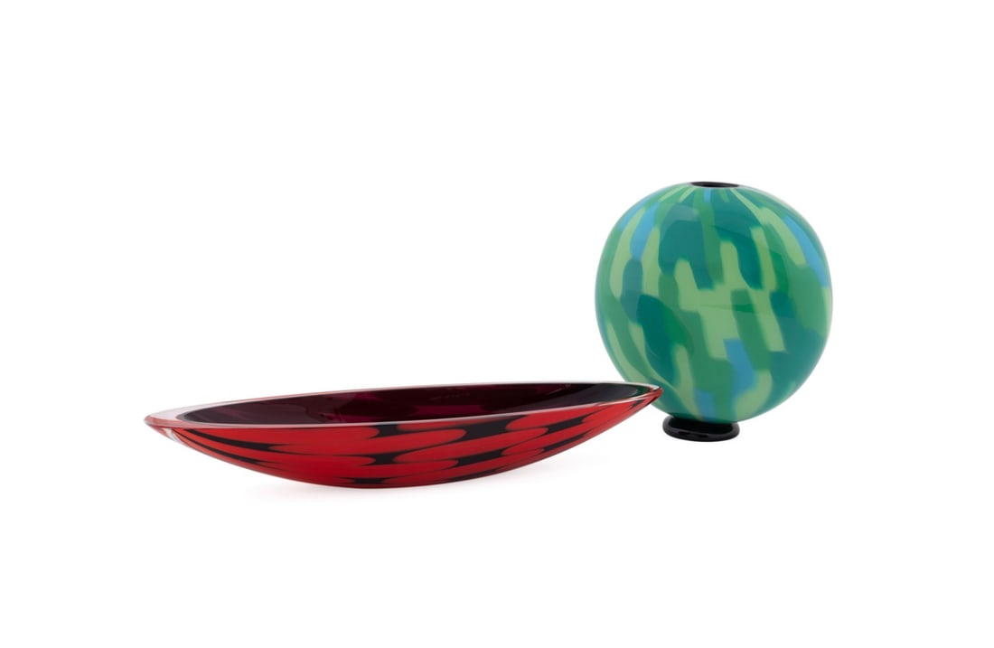 SEGUSO VIRO, LIM. ED. 'ATLAS' VASE AND 'CROW' DISH (1 of 9)