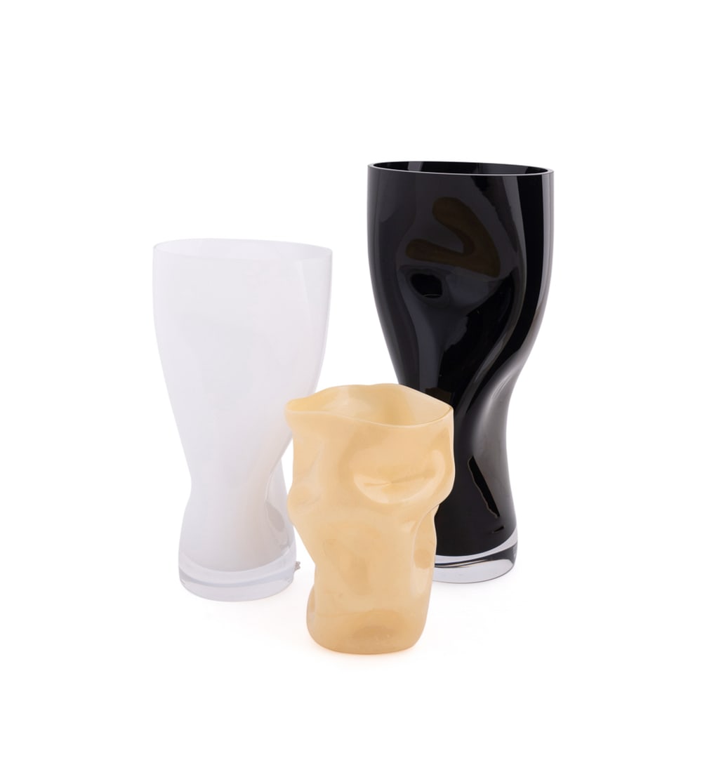 ARCHIMEDE SEGUSO & ORREFORS, 3 WAVE FORM VASES (1 of 8)