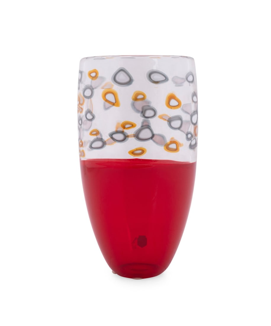 CENEDESE, ITALIAN MURANO RED MURRINE GLASS VASE (1 of 8)