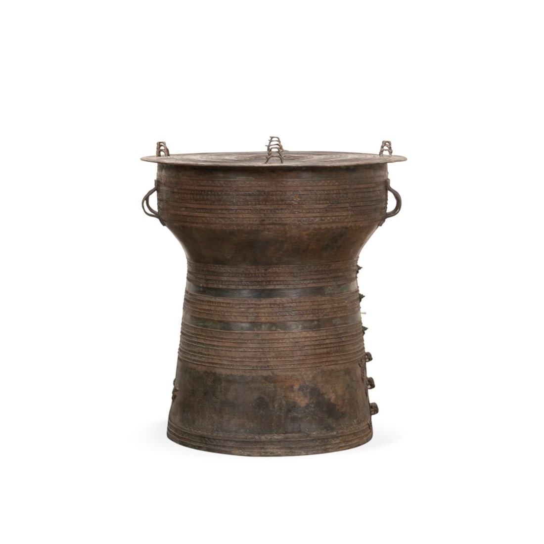 SOUTHEAST ASIAN BRONZE RAIN DRUM SIDE TABLE (1 of 6)