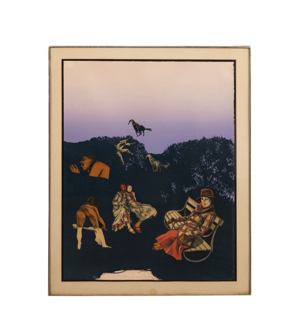 MASUO IKEDA, 'OWIS' 1970 FIGURAL LITHOGRAPH, 9/25: Masuo Ikeda (Japanese, 1934-1997). "Owis" - 1970, lithograph on paper, pencil signed to LC and numbered IX/XXV (9/25). Approximate dimensions: sheet h. 30", w. 22"; frame h. 34.25", w. 26.25"; d. 1".