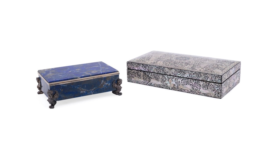 STERLING MOUNTED LAPIS BOX & KOREAN MOP BOX (1 of 9)