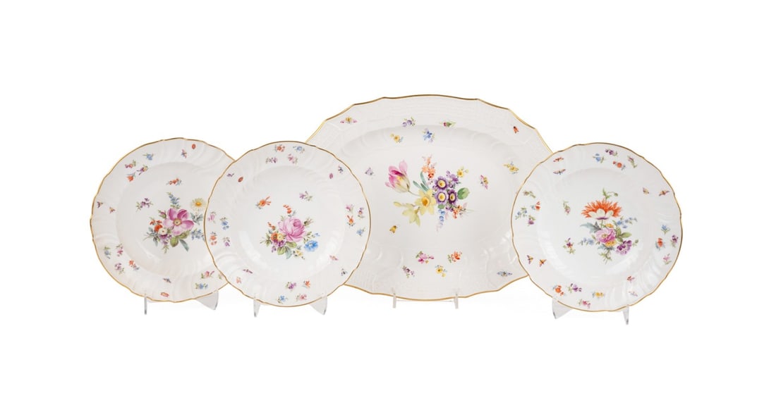 Four Pieces of Meissen Floral Porcelain (1 of 12)