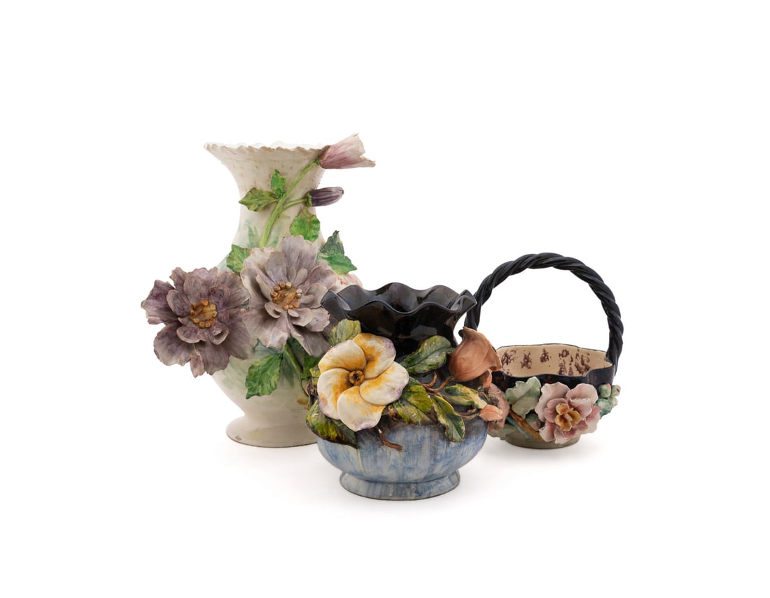 Three Barbotine Vessels, Incl. Faience Mfg. Co. (1 of 14)