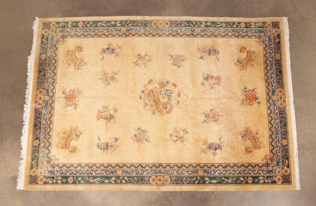 Hand-knotted Chinese Art Deco Rug, Mid 20th (1 of 5)