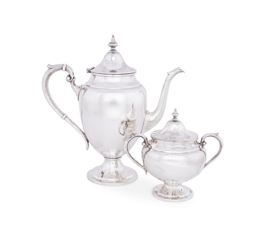 Gorham, Sterling "Puritan" Coffee Pot & Sugar (1 of 9)