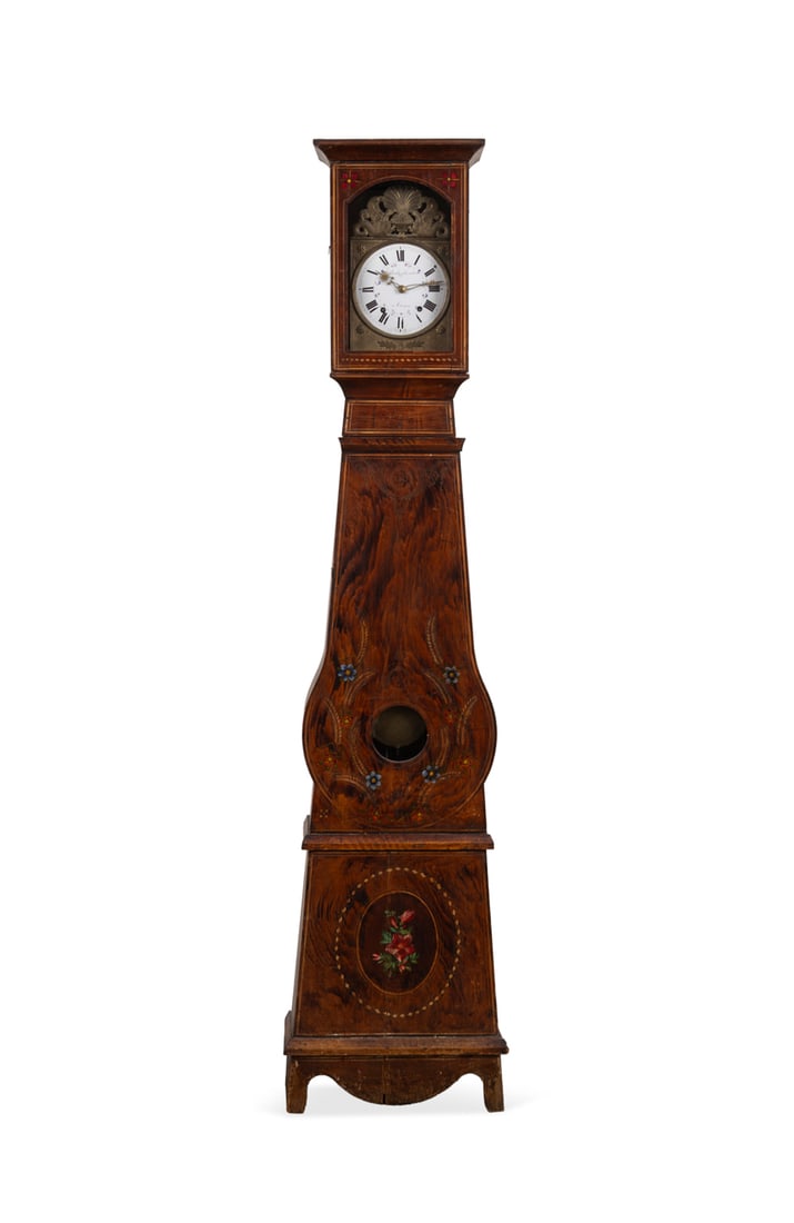 Morbier Painted Pine Longcase Clock, 1820-1850s (1 of 8)