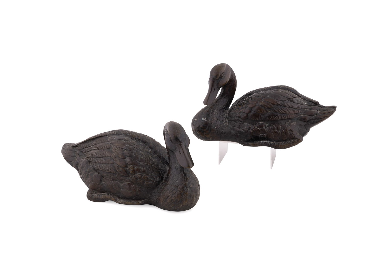 Pair of Well Modeled Bronze Ducks, 20th Century (1 of 8)
