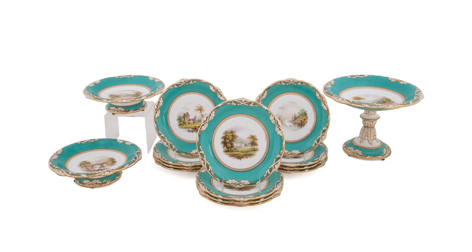 Davenport, Partial 15 Piece Turquoise Service (1 of 16)