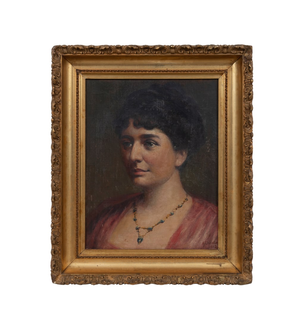 Augustus Goodyear Heaton, Portrait of a Lady: Augustus Goodyear Heaton American, 1844-1931 Untitled - Portrait of a Lady - 1912 Oil on canvas Signed "A. G. Heaton" and dated to LR. Framed. Canvas: 18 1/4 x 14 1/4 in. (46.4 x 36.2 cm.), Frame: 23 