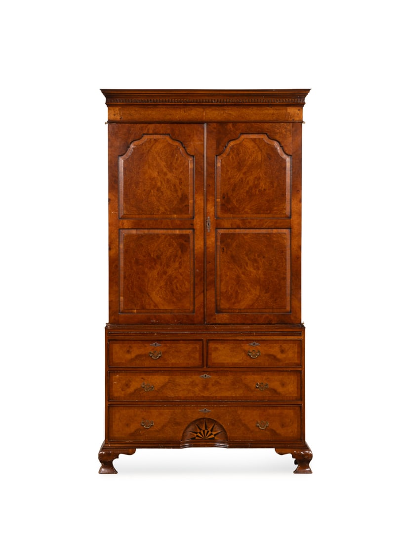 Georgian Burlwood Linen Press, 20th Century (1 of 8)