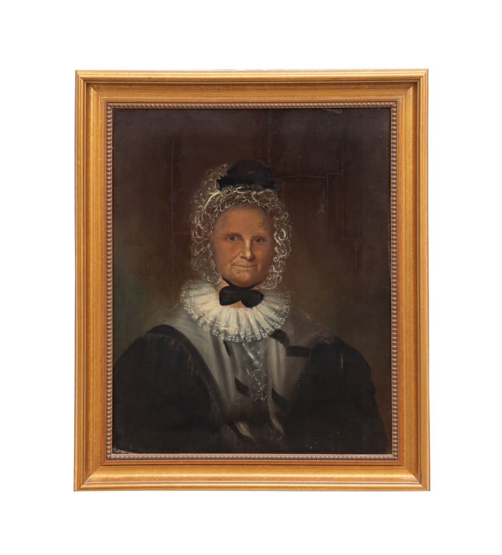 American school, Portrait of Elderly Woman: Portrait of Elderly Woman - ca. 1830 Oil on canvas American school, first half 19th century. Apparently unsigned. Framed. Canvas: 29 5/8 x 23 1/2 in. (75.2 x 59.7 cm.), Frame: 35 1/4 x 29 1/8 x 2 1/2 