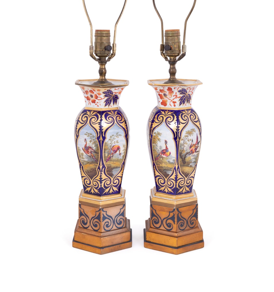 Royal Crown Derby (attr.), Pair of Exotic Bird Lamps (1 of 8)