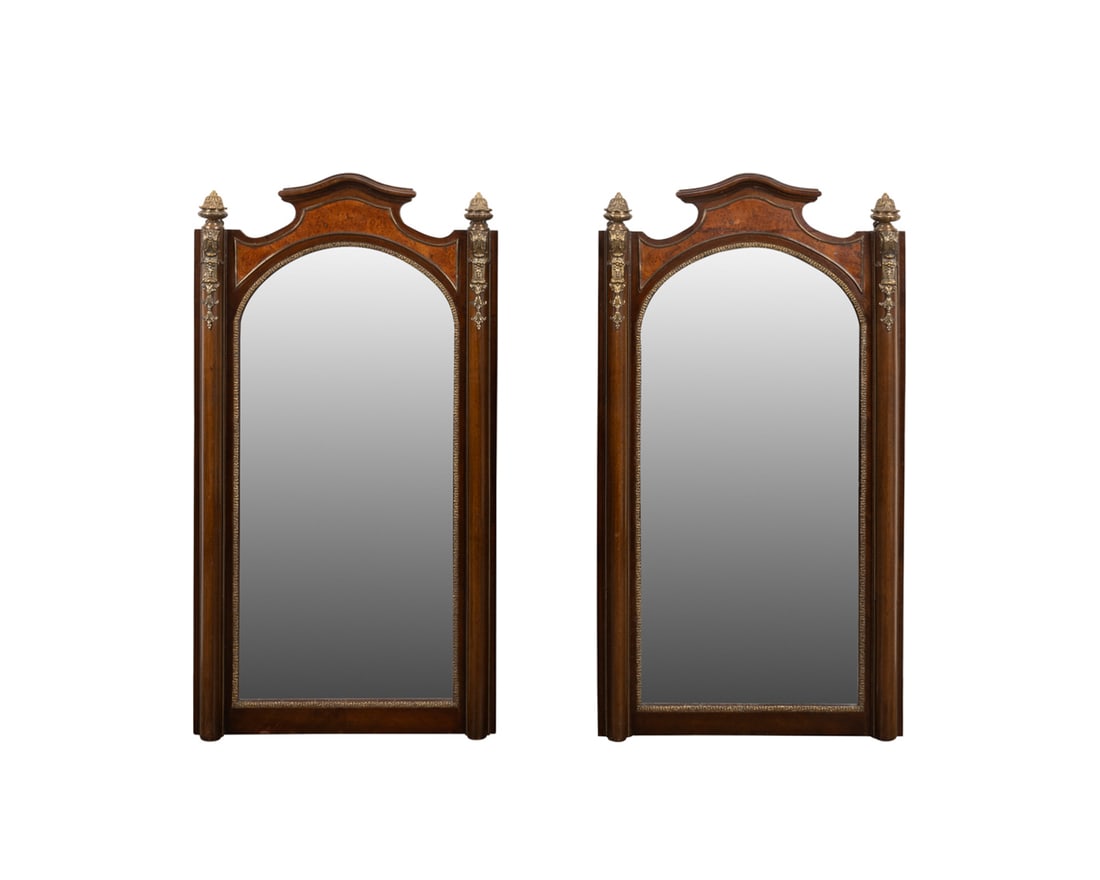 Pair of Baroque Bronze Mounted Burl Mirrors (1 of 3)