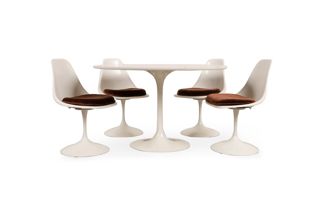 Burke White Tulip Style Round Table & 4 Chairs (1 of 10)