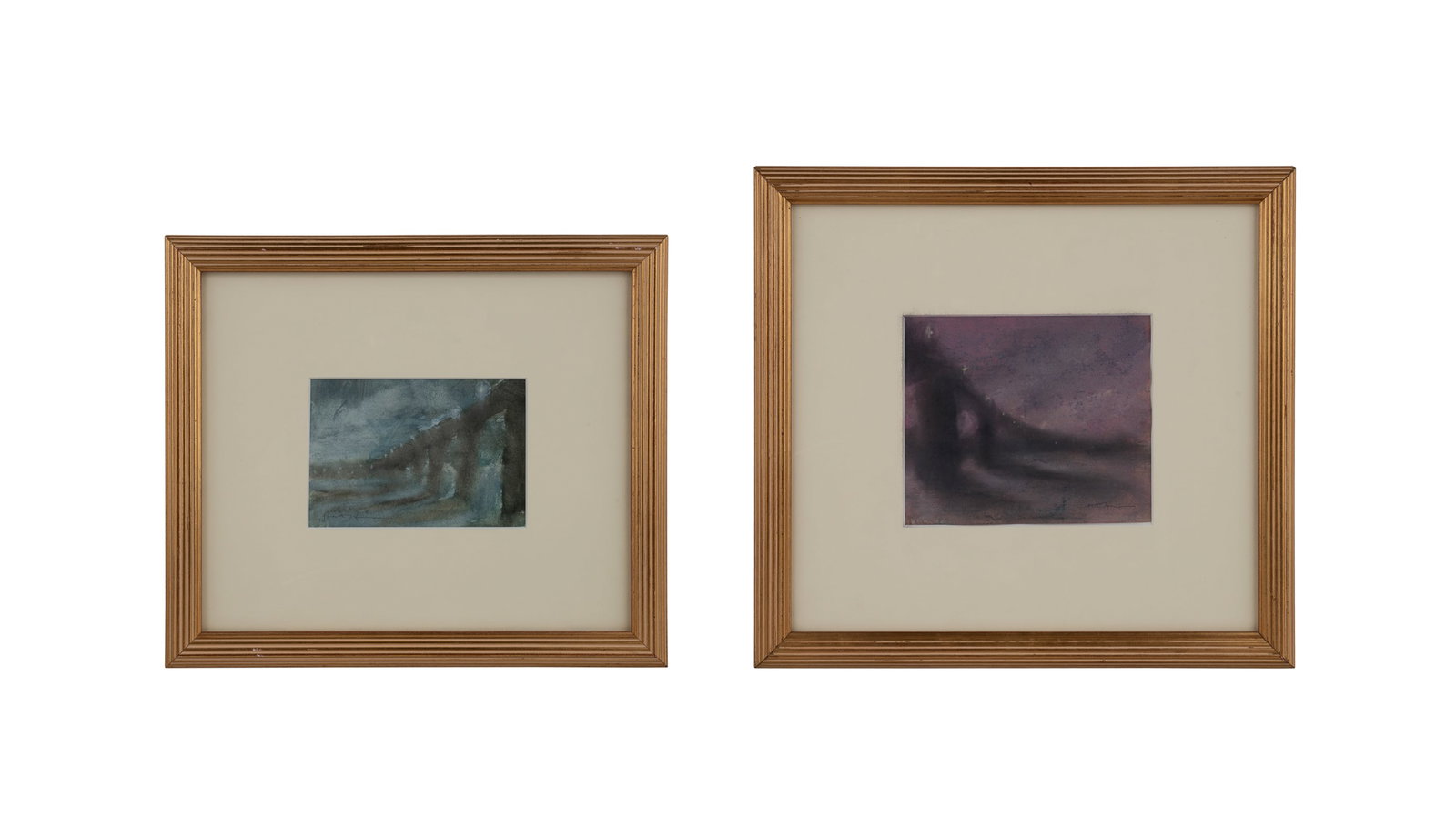 Scott Hill, Pair of Mixed Media WOP, 21st C.: Scott Hill American, 20th century/21st century "The Curve" and Untitled (Blue Curve) - 21st century Mixed media on paper "The Curve" signed to LR and label with artist and title to verso, Untitled sig