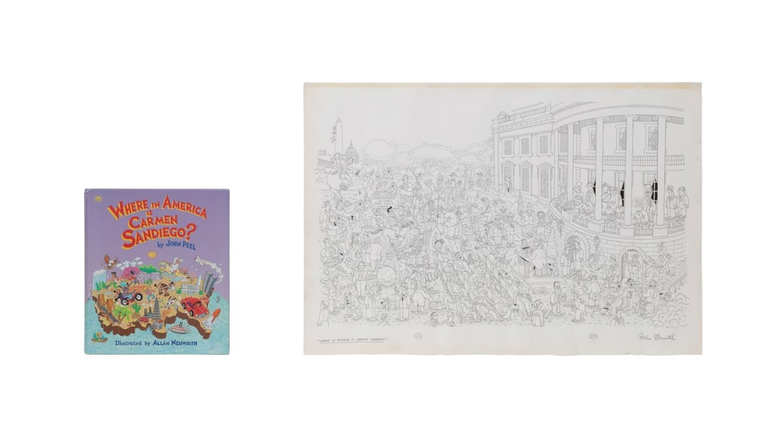 "Washington, D.C.", Carmen Sandiego Orig. Drawing: Allan Neuwirth American, born 1956 "Washington, D.C." - 1992 Graphite, marker, and white gouache on paper Original drawing for "Where in America is Carmen Sandiego?" by John Peel (New York: Western Pu