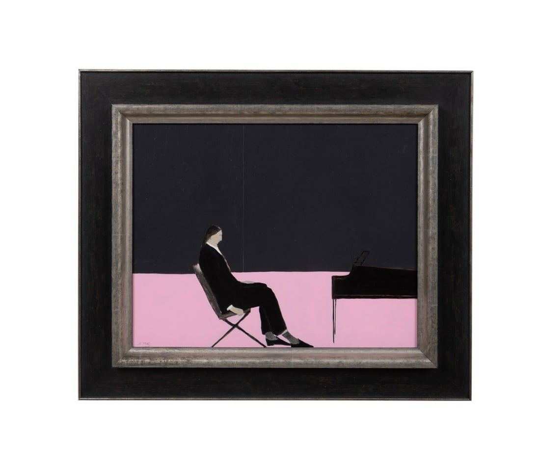 Gigi Mills, "The Composer", 2021, Oil on panel: Gigi Mills American, born 1961 "The Composer" - 2021 Oil on panel Signed LL, titled, dated, and signed to verso. Framed. Accompanied by a Certificate of Authenticity from GF Contemporary, Santa Fe,