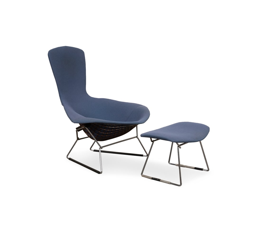 Harry Bertoia 'Bird chair' and Ottoman (1 of 8)
