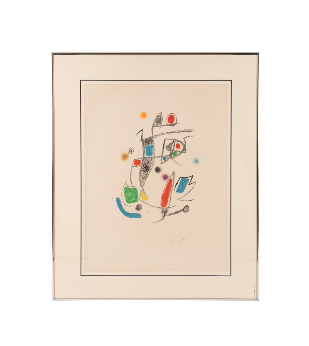 Joan Miro, "Maravillas...", 1975, Litho, H.C.: Joan Miro Spanish, 1893-1983 "Maravillas con Variaciones Acrosticas en el Jardin de Miro" - 1975 Lithograph in colors on Arches paper Editioned in pencil "H.C." ("Hors de Commerce") to LL, aside from