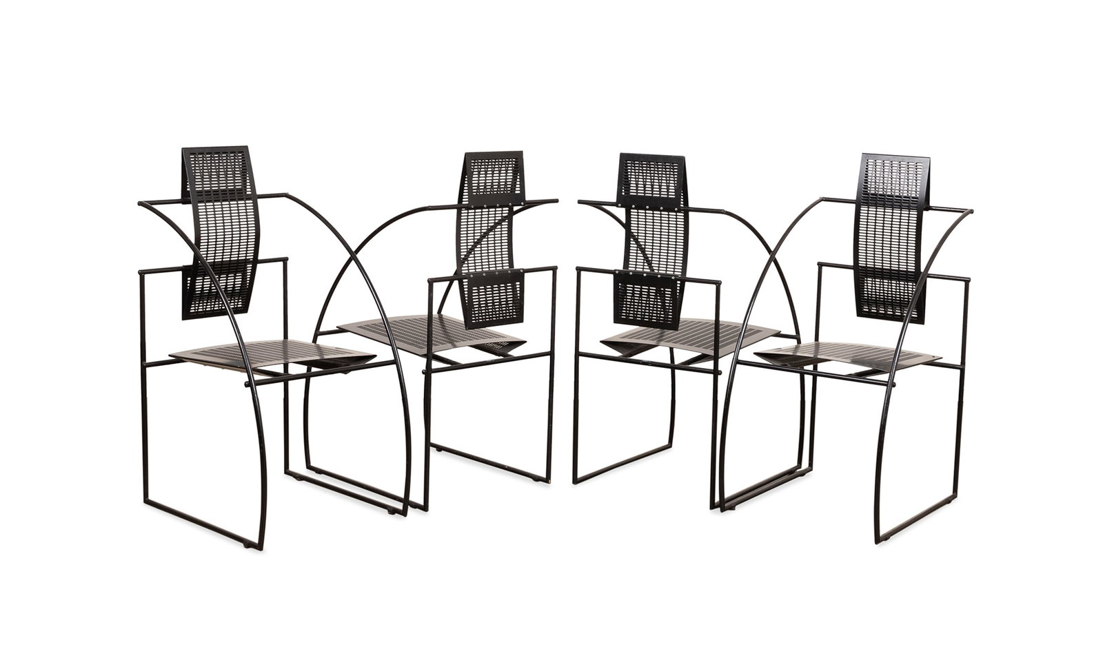 Four Mario Botta for Alias "Quinta" Black Chairs: Set of 4 Mario Botta for Alias "Quinta" Black Chairs Mario Botta (Swiss, born 1943) for Alias SpA (Italian, founded 1979), designed in 1985. Set of four "Quinta" chairs, having an epoxy-coated tubular
