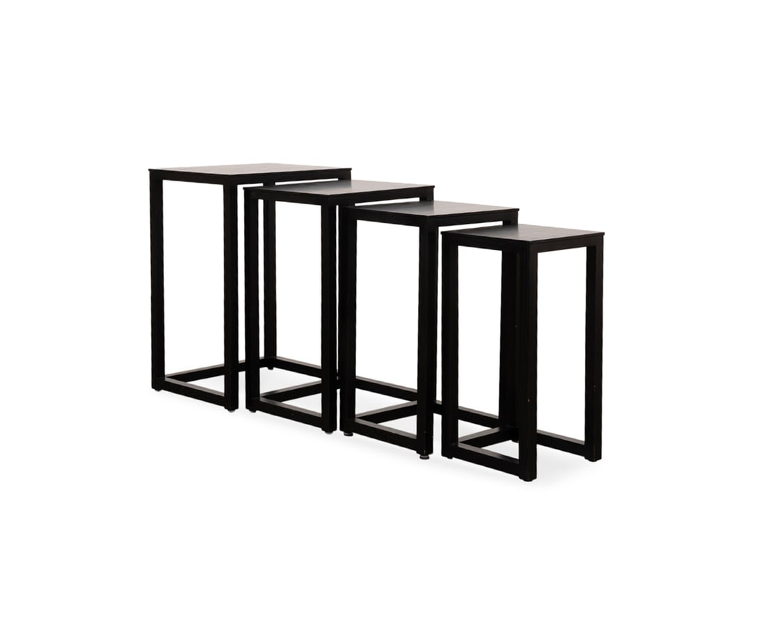 Hoffman for Wittmann 4 Piece Black Nesting Tables: Four Piece Hoffmann for Wittmann Black "Satztische" Tables Josef Hoffmann (Austrian, 1870-1956) for Wittmann (Austrian, founded 1896), designed 1904. Set of four black painted ash wood square top nest