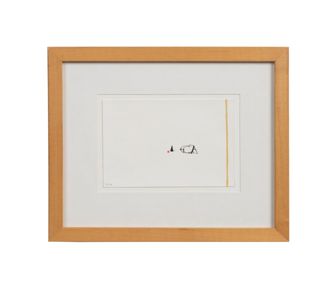 William Cordova, "Flex", 2000, MM/P: William Cordova Peruvian, born 1969 "Flex" - 2000 Ink and oil on watercolor paper Inscribed "Flex" to LL, signed, titled, and dated to verso. Framed. Sheet: 4 x 6 in. (10.2 x 15.2 cm.), Frame: 9 x 11 