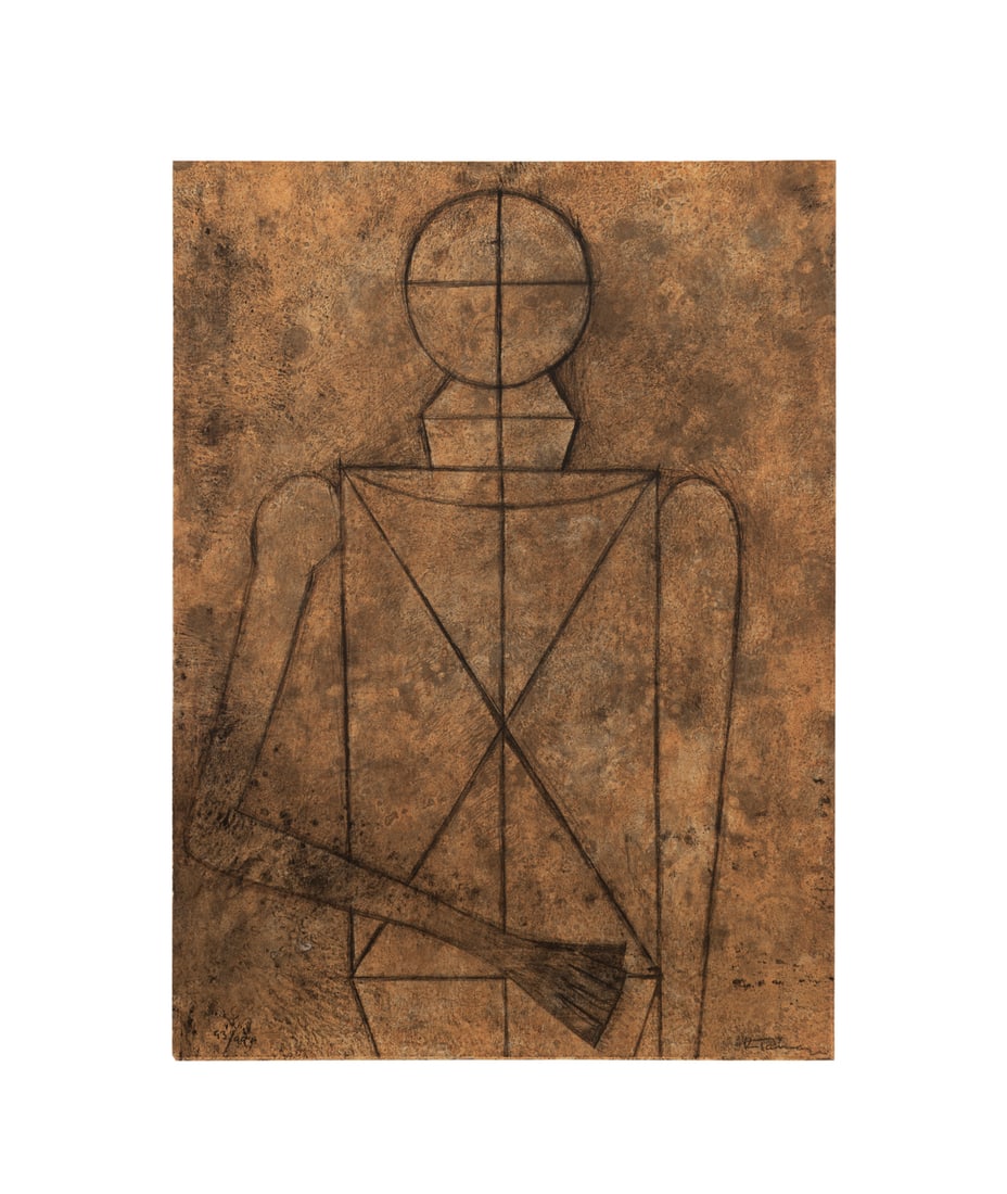 R. Tamayo, "Figura", 1979, Etching: Rufino Tamayo Mexican, 1899-1991 "Figura" from the series "15 Aguafuertes" - 1979 Etching on Guarro paper Signed to LR, numbered 93/99 to LL, published by Poligrafa, Barcelona. Unframed. Sheet: 29 1/2