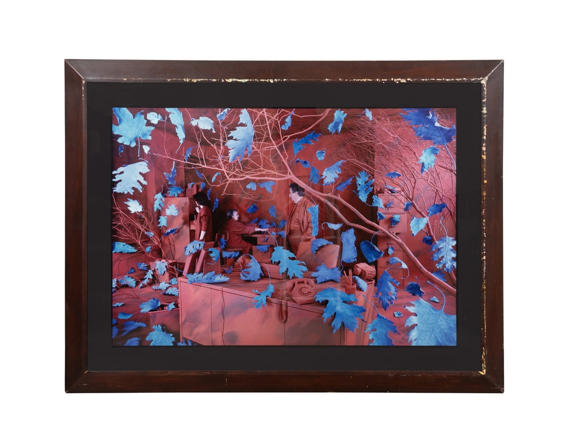 Sandy Skoglund, "A Breeze at Work", 1987, Cibachrome Print: Sandy Skoglund American, born 1946 "A Breeze at Work", 1987 Cibachrome color photographic print Apparently unsigned. Framed. Image: 38 1/4 x 54 in. (97.2 x 137.2 cm.), Frame: 31 1/2 x 68 x 1 1/2 in.