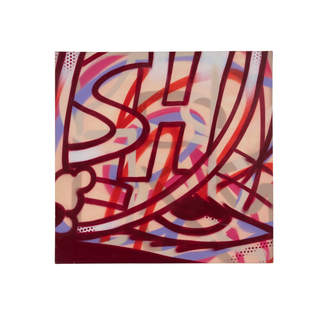 John "Crash" Matos, Untitled, 2006, Spray paint: John "Crash" Matos American, born 1961 Untitled - 2006 Spray paint on canvas Apparently unsigned to recto, double signed and dated to verso. Unframed. Canvas: 24 x 24 in. (61 x 61 cm.) Provenance:
