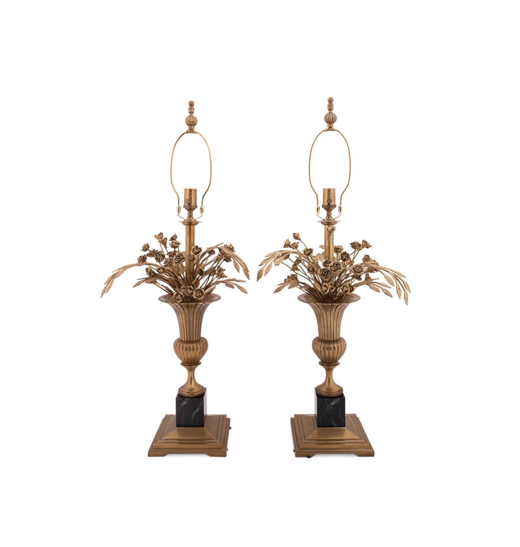 Pair of Hollywood Regency Style Floral Lamps (1 of 9)