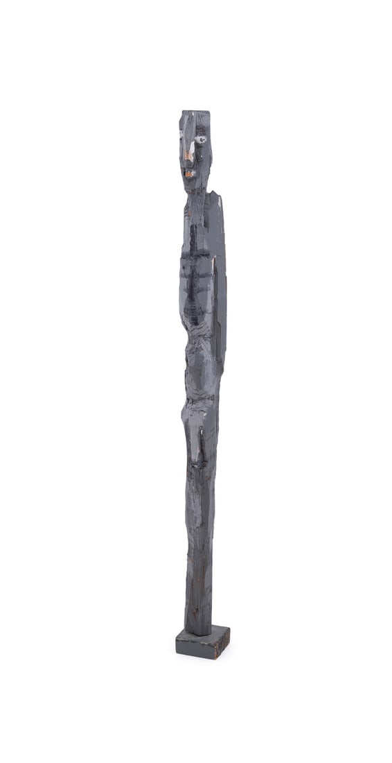 Craig Coleman, Wooden Figural Sculpture, 1991: Craig Coleman American, 1961-1994 Untitled (Figural Sculpture) - 1991 Painted wood Faintly signed and dated near base "Coleman 91". 25 1/2 x 2 1/4 x 2 in. (64.8 x 5.7 x 5.1 cm.) Provenance: Private C