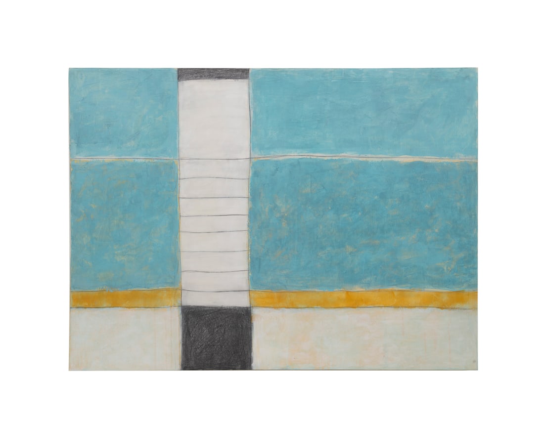 B. Herschberger, "Ladder Series #36", 1999, A/P: Babette Herschberger American, born 1961 "Ladder Series #36" - 1999 Acrylic on panel Apparently unsigned to recto, signed, dated, titled to verso, personal inscription to verso. Unframed as intended. 